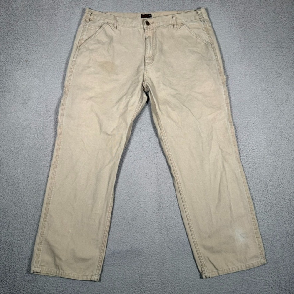 Wolverine Pants Mens 40x30 Brown Straight Fit Canvas Workwer 100% Cotton Pockets